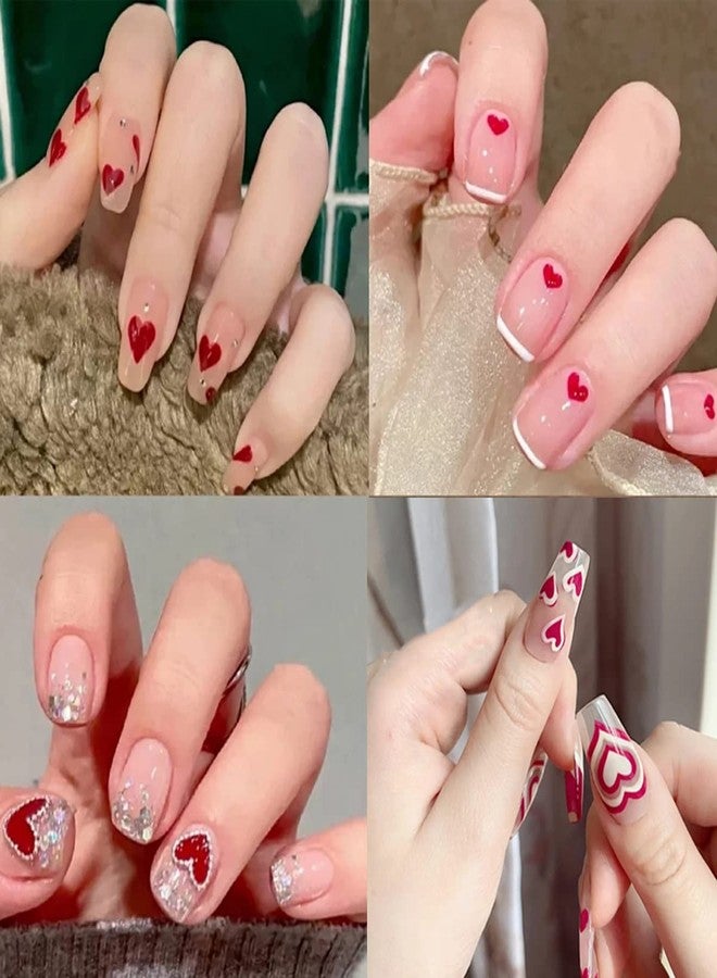 BSBTBZ 8 Sheets Heart Nail Art Stickers - Love Hearts Nail Decals for Women 3D Self Adhesive Valentine’s Day Nail Art Supplies Laser Red Heart Glitter Designs for Valentine’s Romantic DIY Manicure Decoration - Image 5